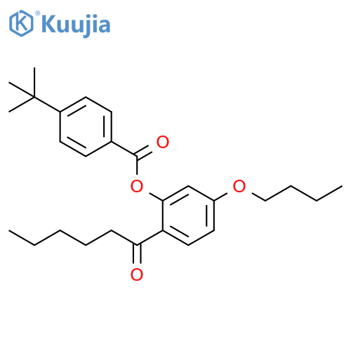 Benzoic acid, 4-(1,1-dimethylethyl)-, 5-butoxy-2-(1-oxohexyl)phenylester structure