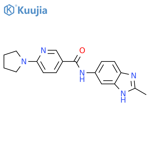 3-Pyridinecarboxamide,N-(2-methyl-1H-benzimidazol-5-yl)-6-(1-pyrrolidinyl)- structure