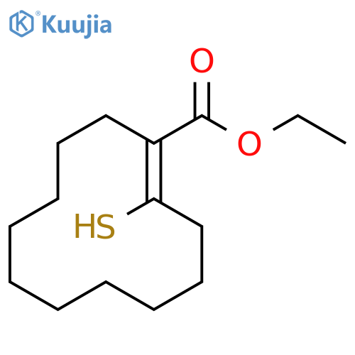 1-Cyclododecene-1-carboxylic acid, 2-mercapto-, ethyl ester, (E)- structure