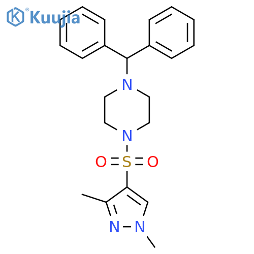 1-(1,3-dimethyl-1H-pyrazol-4-yl)sulfonyl-4-(diphenylmethyl)piperazine structure