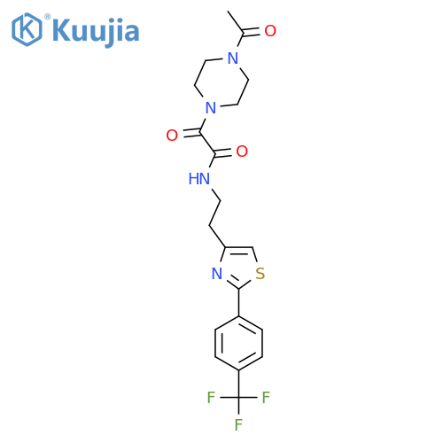 2-(4-acetylpiperazin-1-yl)-2-oxo-N-(2-{2-4-(trifluoromethyl)phenyl-1,3-thiazol-4-yl}ethyl)acetamide structure