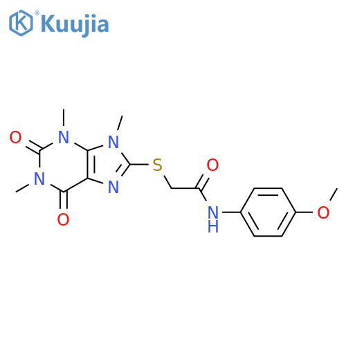 N-(4-methoxyphenyl)-2-(1,3,9-trimethyl-2,6-dioxo-2,3,6,9-tetrahydro-1H-purin-8-yl)sulfanylacetamide structure