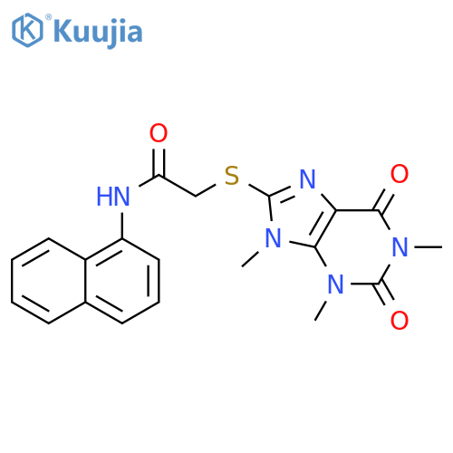 N-(naphthalen-1-yl)-2-(1,3,9-trimethyl-2,6-dioxo-2,3,6,9-tetrahydro-1H-purin-8-yl)sulfanylacetamide structure