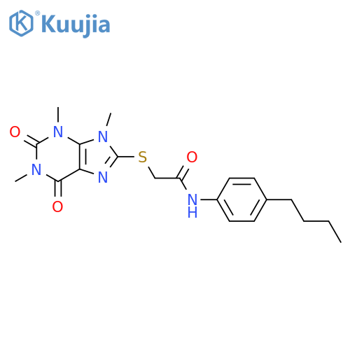 N-(4-butylphenyl)-2-(1,3,9-trimethyl-2,6-dioxo-2,3,6,9-tetrahydro-1H-purin-8-yl)sulfanylacetamide structure