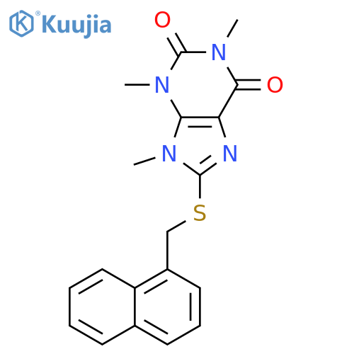 1,3,9-trimethyl-8-{(naphthalen-1-yl)methylsulfanyl}-2,3,6,9-tetrahydro-1H-purine-2,6-dione structure