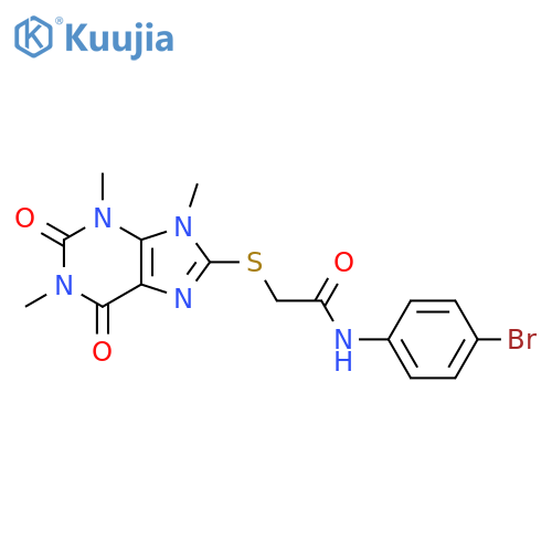 N-(4-bromophenyl)-2-(1,3,9-trimethyl-2,6-dioxo-2,3,6,9-tetrahydro-1H-purin-8-yl)sulfanylacetamide structure