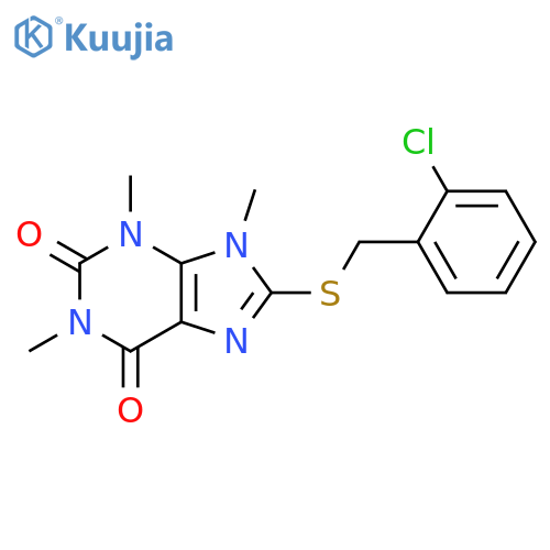8-{(2-chlorophenyl)methylsulfanyl}-1,3,9-trimethyl-2,3,6,9-tetrahydro-1H-purine-2,6-dione structure