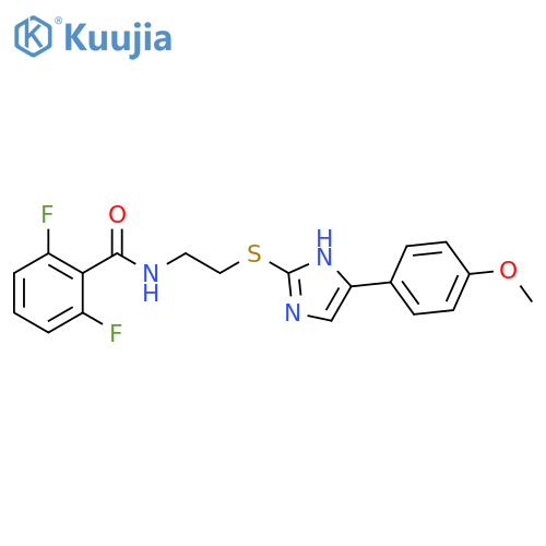 2,6-difluoro-N-(2-{5-(4-methoxyphenyl)-1H-imidazol-2-ylsulfanyl}ethyl)benzamide structure