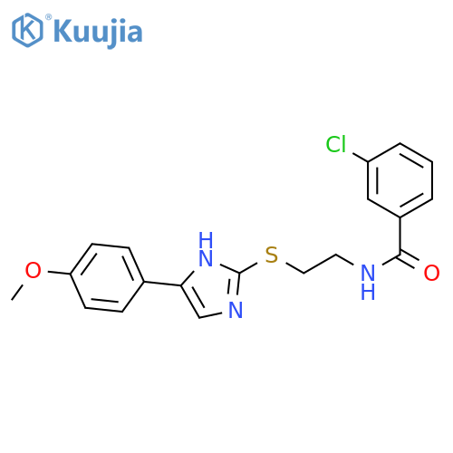 3-chloro-N-(2-{5-(4-methoxyphenyl)-1H-imidazol-2-ylsulfanyl}ethyl)benzamide structure
