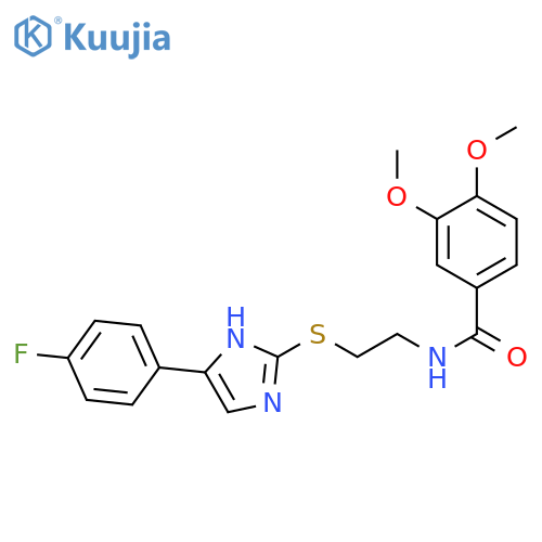 N-(2-{5-(4-fluorophenyl)-1H-imidazol-2-ylsulfanyl}ethyl)-3,4-dimethoxybenzamide structure