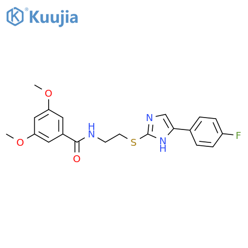 N-(2-{5-(4-fluorophenyl)-1H-imidazol-2-ylsulfanyl}ethyl)-3,5-dimethoxybenzamide structure