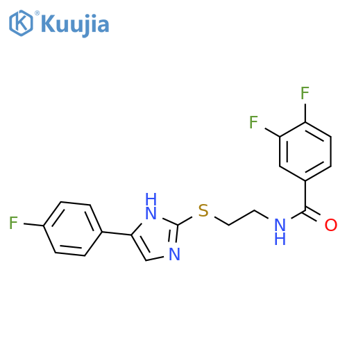 3,4-difluoro-N-(2-{5-(4-fluorophenyl)-1H-imidazol-2-ylsulfanyl}ethyl)benzamide structure
