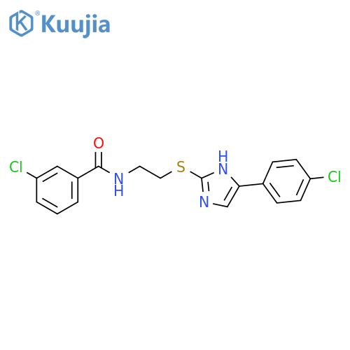 3-chloro-N-(2-{5-(4-chlorophenyl)-1H-imidazol-2-ylsulfanyl}ethyl)benzamide structure