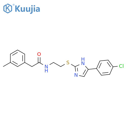 N-(2-{5-(4-chlorophenyl)-1H-imidazol-2-ylsulfanyl}ethyl)-2-(3-methylphenyl)acetamide structure