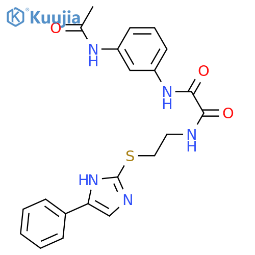 N'-(3-acetamidophenyl)-N-{2-(4-phenyl-1H-imidazol-2-yl)sulfanylethyl}ethanediamide structure