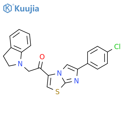 2-6-(4-chlorophenyl)imidazo2,1-b1,3thiazol-3-yl-1-(2,3-dihydro-1H-indol-1-yl)ethan-1-one structure