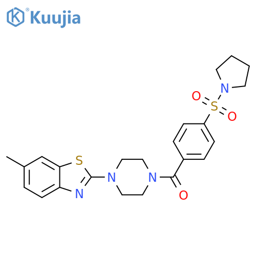 6-methyl-2-{4-4-(pyrrolidine-1-sulfonyl)benzoylpiperazin-1-yl}-1,3-benzothiazole structure