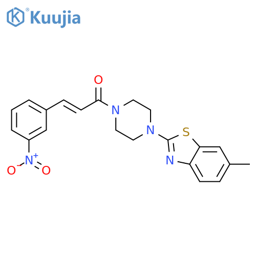(2E)-1-4-(6-methyl-1,3-benzothiazol-2-yl)piperazin-1-yl-3-(3-nitrophenyl)prop-2-en-1-one structure