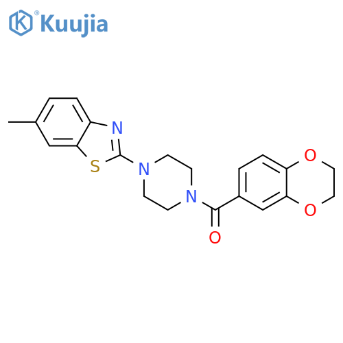 2-4-(2,3-dihydro-1,4-benzodioxine-6-carbonyl)piperazin-1-yl-6-methyl-1,3-benzothiazole structure
