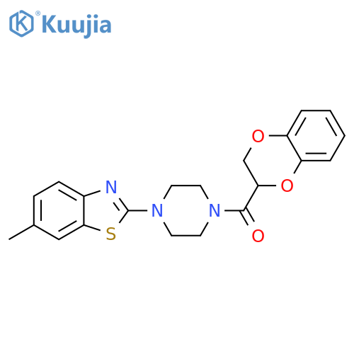 2-4-(2,3-dihydro-1,4-benzodioxine-2-carbonyl)piperazin-1-yl-6-methyl-1,3-benzothiazole structure
