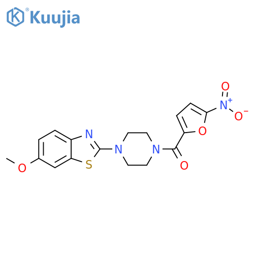 6-methoxy-2-4-(5-nitrofuran-2-carbonyl)piperazin-1-yl-1,3-benzothiazole structure