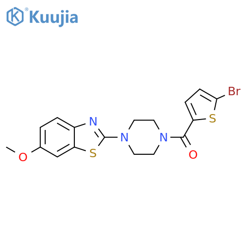 2-4-(5-bromothiophene-2-carbonyl)piperazin-1-yl-6-methoxy-1,3-benzothiazole structure