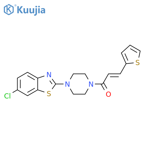 (2E)-1-4-(6-chloro-1,3-benzothiazol-2-yl)piperazin-1-yl-3-(thiophen-2-yl)prop-2-en-1-one structure