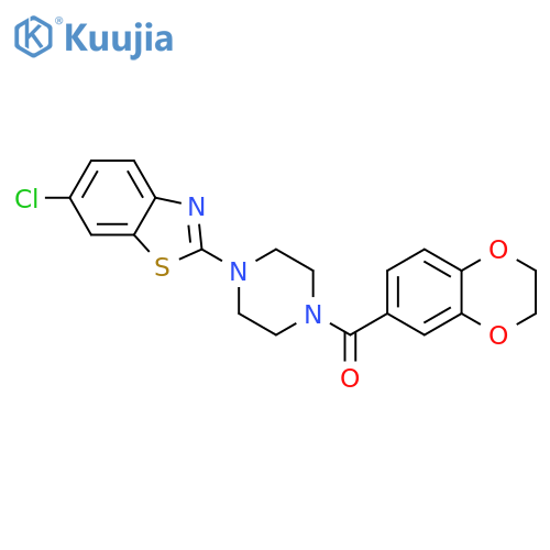 6-chloro-2-4-(2,3-dihydro-1,4-benzodioxine-6-carbonyl)piperazin-1-yl-1,3-benzothiazole structure