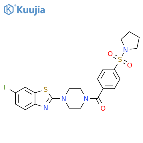 6-fluoro-2-{4-4-(pyrrolidine-1-sulfonyl)benzoylpiperazin-1-yl}-1,3-benzothiazole structure