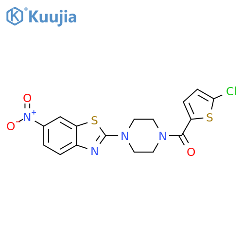 2-4-(5-chlorothiophene-2-carbonyl)piperazin-1-yl-6-nitro-1,3-benzothiazole structure