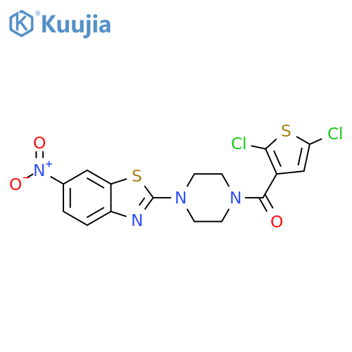 2-4-(2,5-dichlorothiophene-3-carbonyl)piperazin-1-yl-6-nitro-1,3-benzothiazole structure