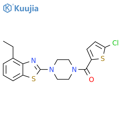 2-4-(5-chlorothiophene-2-carbonyl)piperazin-1-yl-4-ethyl-1,3-benzothiazole structure