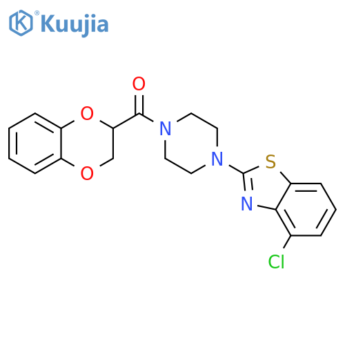 4-chloro-2-4-(2,3-dihydro-1,4-benzodioxine-2-carbonyl)piperazin-1-yl-1,3-benzothiazole structure