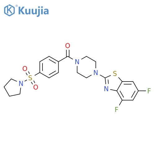 4,6-difluoro-2-{4-4-(pyrrolidine-1-sulfonyl)benzoylpiperazin-1-yl}-1,3-benzothiazole structure