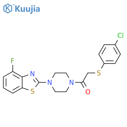 2-(4-chlorophenyl)sulfanyl-1-4-(4-fluoro-1,3-benzothiazol-2-yl)piperazin-1-ylethan-1-one structure