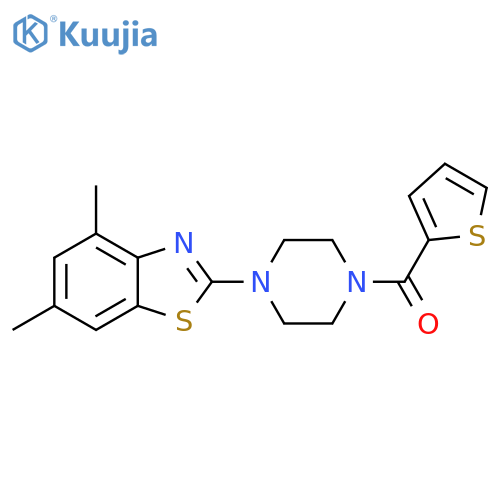 4,6-dimethyl-2-4-(thiophene-2-carbonyl)piperazin-1-yl-1,3-benzothiazole structure