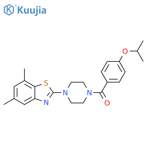 5,7-dimethyl-2-{4-4-(propan-2-yloxy)benzoylpiperazin-1-yl}-1,3-benzothiazole structure