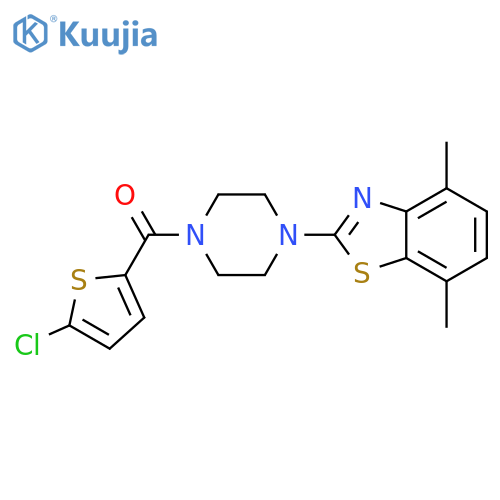 2-4-(5-chlorothiophene-2-carbonyl)piperazin-1-yl-4,7-dimethyl-1,3-benzothiazole structure