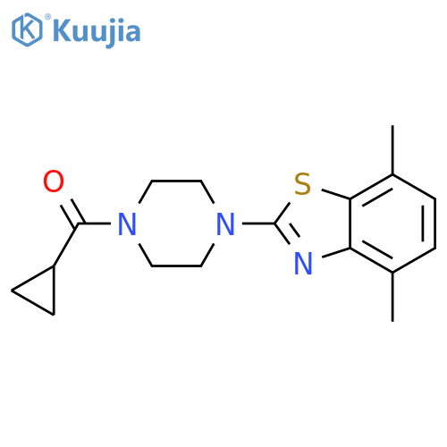 2-(4-cyclopropanecarbonylpiperazin-1-yl)-4,7-dimethyl-1,3-benzothiazole structure