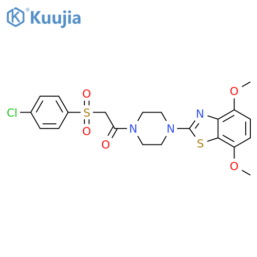 2-(4-chlorobenzenesulfonyl)-1-4-(4,7-dimethoxy-1,3-benzothiazol-2-yl)piperazin-1-ylethan-1-one structure