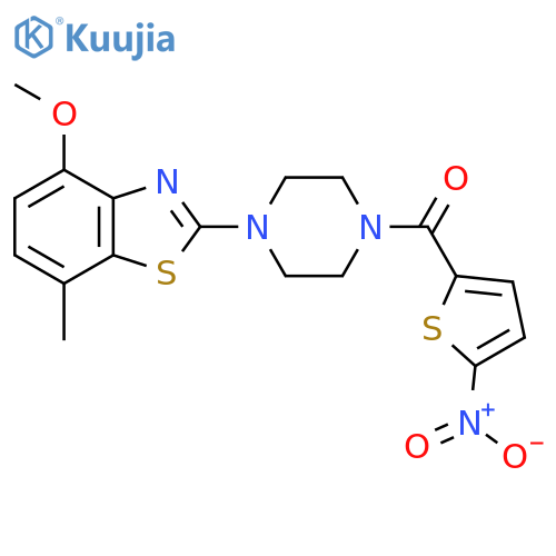 4-methoxy-7-methyl-2-4-(5-nitrothiophene-2-carbonyl)piperazin-1-yl-1,3-benzothiazole structure