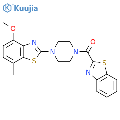 2-4-(1,3-benzothiazole-2-carbonyl)piperazin-1-yl-4-methoxy-7-methyl-1,3-benzothiazole structure
