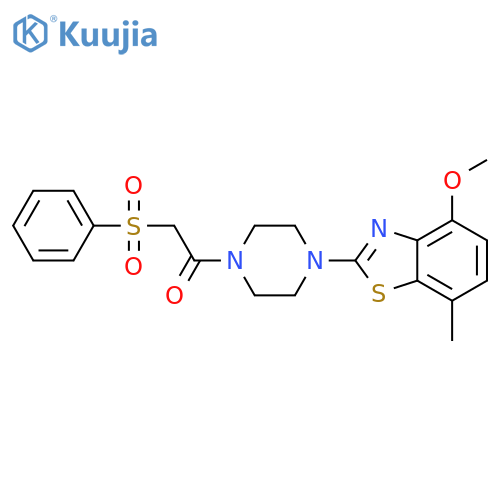 2-(benzenesulfonyl)-1-4-(4-methoxy-7-methyl-1,3-benzothiazol-2-yl)piperazin-1-ylethan-1-one structure