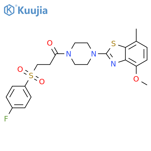 3-(4-fluorobenzenesulfonyl)-1-4-(4-methoxy-7-methyl-1,3-benzothiazol-2-yl)piperazin-1-ylpropan-1-one structure
