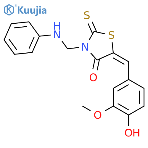 (5Z)-5-[(4-hydroxy-3-methoxyphenyl)methylidene]-3-[(phenylamino)methyl]-2-thioxo-1,3-thiazolidin-4-one structure