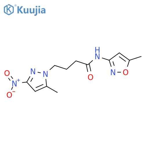 4-(5-methyl-3-nitro-1H-pyrazol-1-yl)-N-(5-methyl-1,2-oxazol-3-yl)butanamide structure