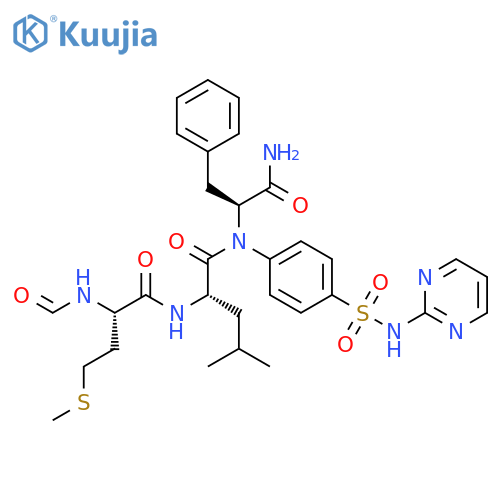 L-Phenylalaninamide, N-formyl-L-methionyl-L-leucyl-N-[4-[(2-pyrimidinylamino)sulfonyl]phenyl]- (9CI) structure