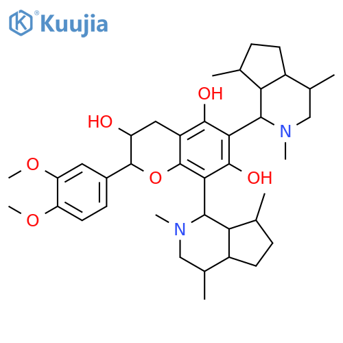 2H-1-Benzopyran-3,5,7-triol, 2-(3,4-dimethoxyphenyl)-3,4-dihydro-6,8-bis(octahydro-2,4,7-trimethyl-1H-cyclopenta[c]pyridin-1-yl)- (9CI) structure