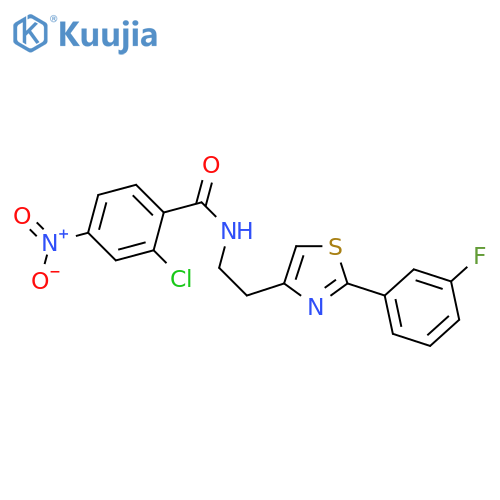 2-chloro-N-{2-2-(3-fluorophenyl)-1,3-thiazol-4-ylethyl}-4-nitrobenzamide structure
