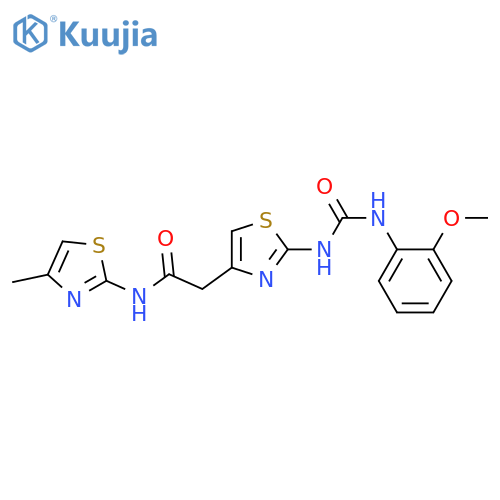 2-(2-{(2-methoxyphenyl)carbamoylamino}-1,3-thiazol-4-yl)-N-(4-methyl-1,3-thiazol-2-yl)acetamide structure